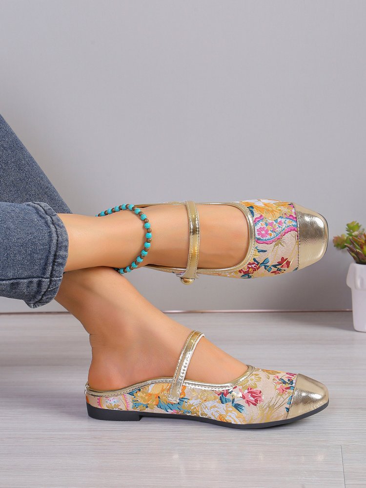 Women's Floral Slide Sandals - Stylish Summer Footwear with Buckle Detail