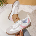 Women's Pink Lace-Up Sneakers - Casual Athletic Comfortable Footwear